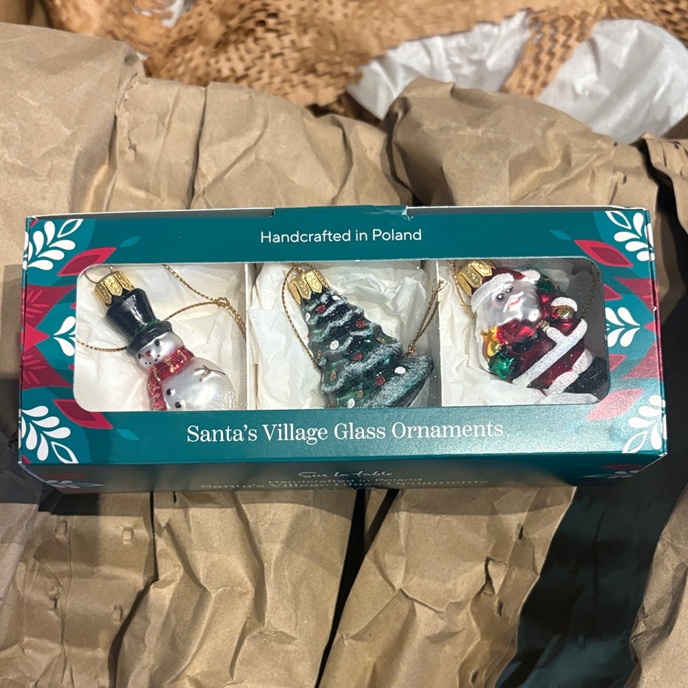 Glass Ornaments Set - Santa’s village